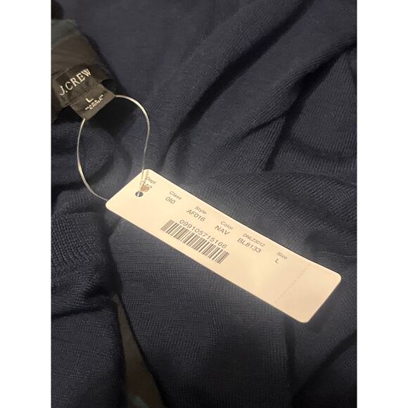 New J Crew Merino Wool Tie Neck Sweater Blackwatch Plaid NWT Sz L - Picture 3 of 5